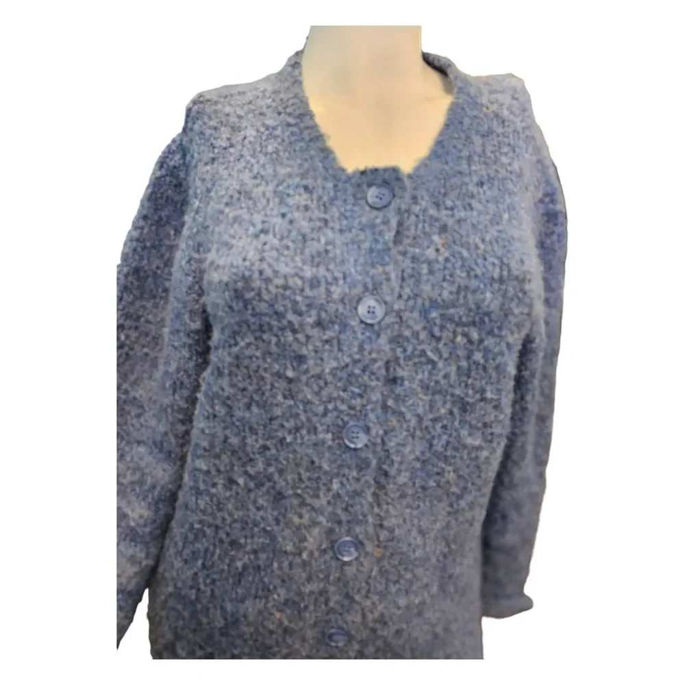 Appleseeds Blue Fuzzy Cardigan Womens Large - Picture 5 of 9